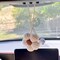 Crochet flower car accessories with bell, amigurumi flower car hanging, Knitted Flower for Interior car accessories, car decor or bag charm product 8